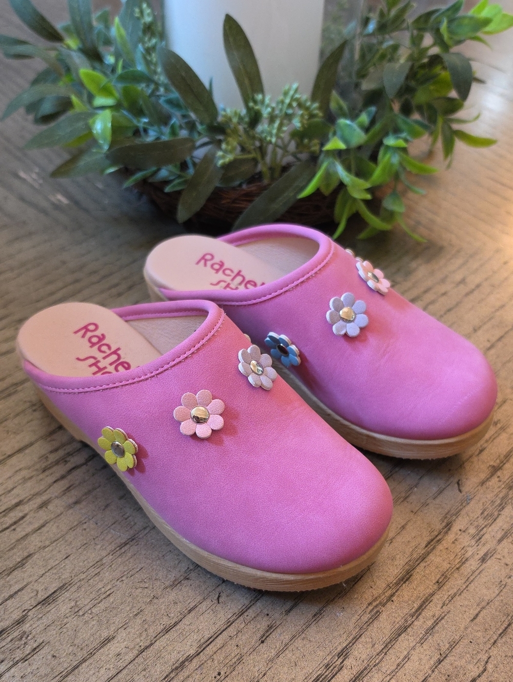 Rachel Pink Flower Slip-On Clogs for Kids Size 13 NWOT